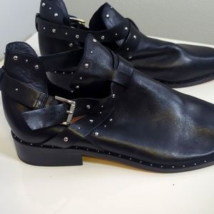Never worn sz 11 black leather studded booties.